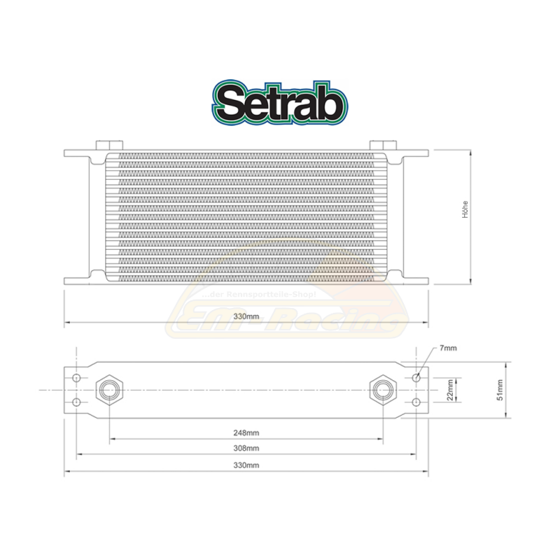 Ölkühler 16 Reihen 123mm Setrab Pro Line STD Serie 6 - Breite: 330mm 