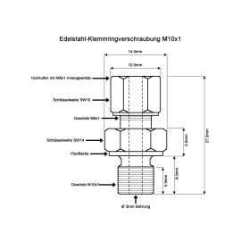 Klemmringverschraubung M10 x 1 fr 3mm Abgastemperatursensor